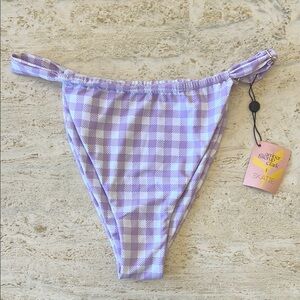 SKATIE Bobbi Bikini Bottoms Thick Band Encinitas purple gingham women’s X Large